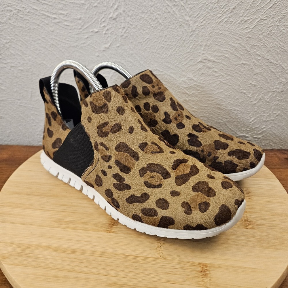 Cole Haan Zerogrand Ocelot Leopard Print Slip On Sneaker Calf Hair Womens Sz 8.5